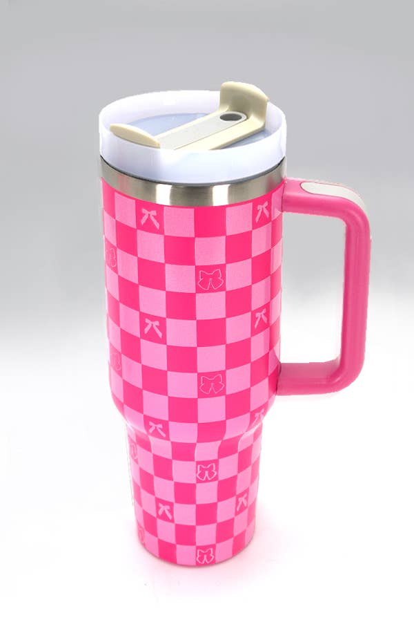 40oz Checker Fuchsia Tumbler