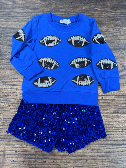 Girls Blue Sequin Shorts with Lining