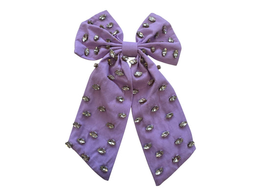 Game Day Rhinestone Bow - Lavender