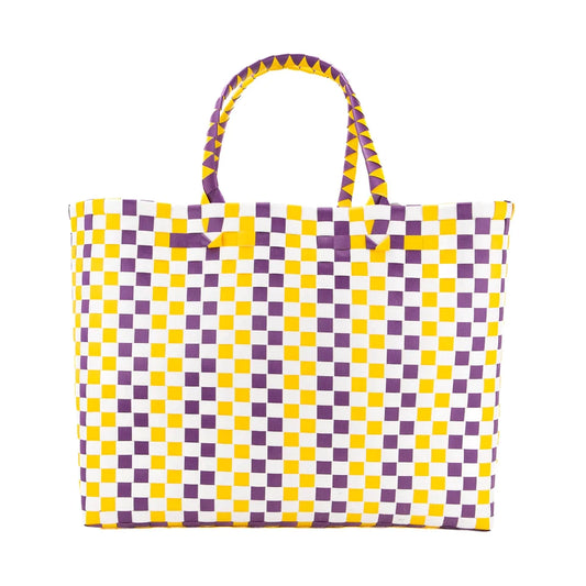 Woven Tote Purple/Yellow