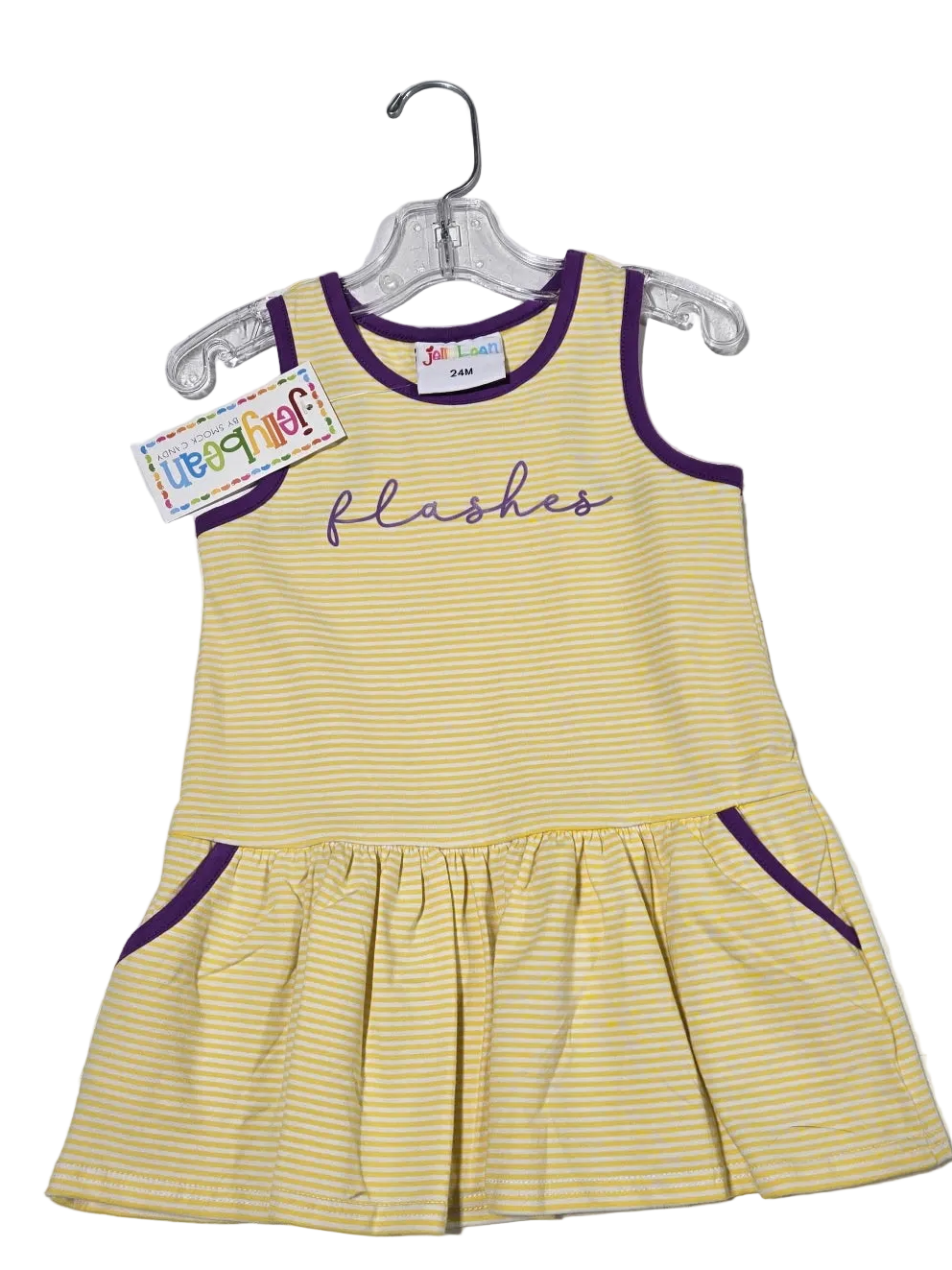 Purple/Yellow Bow Back Dress with Flashes