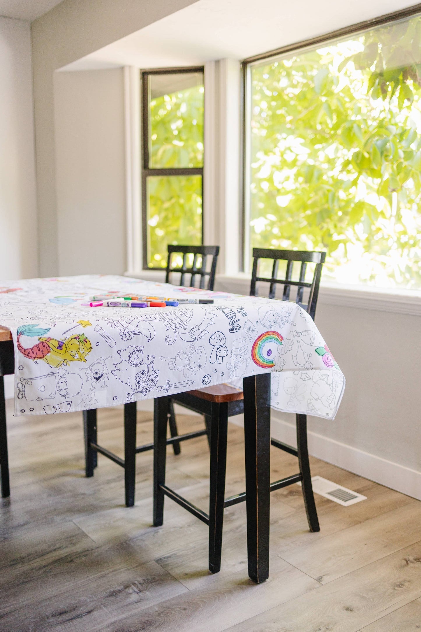 Fairytale Coloring Fabric Tablecloth - Wash and Reuse: 48"x60"