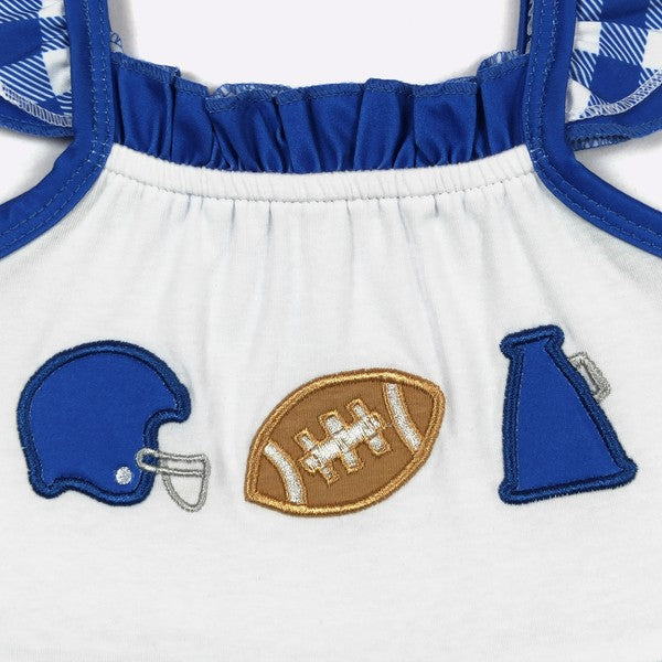 Team Spirit Girls Dress-Blue Embroidery