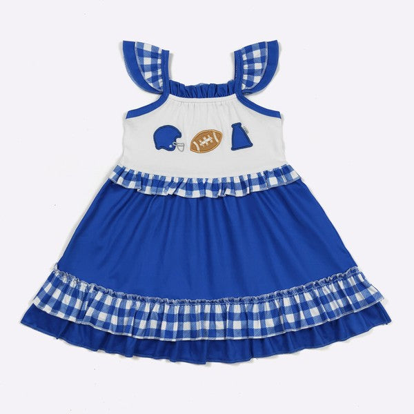 Team Spirit Girls Dress-Blue Embroidery