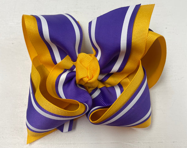 Gold/Purple XL Layered Bow