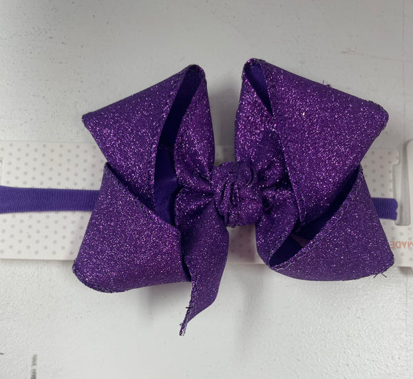 Headband Glitter Large Bow- Purple