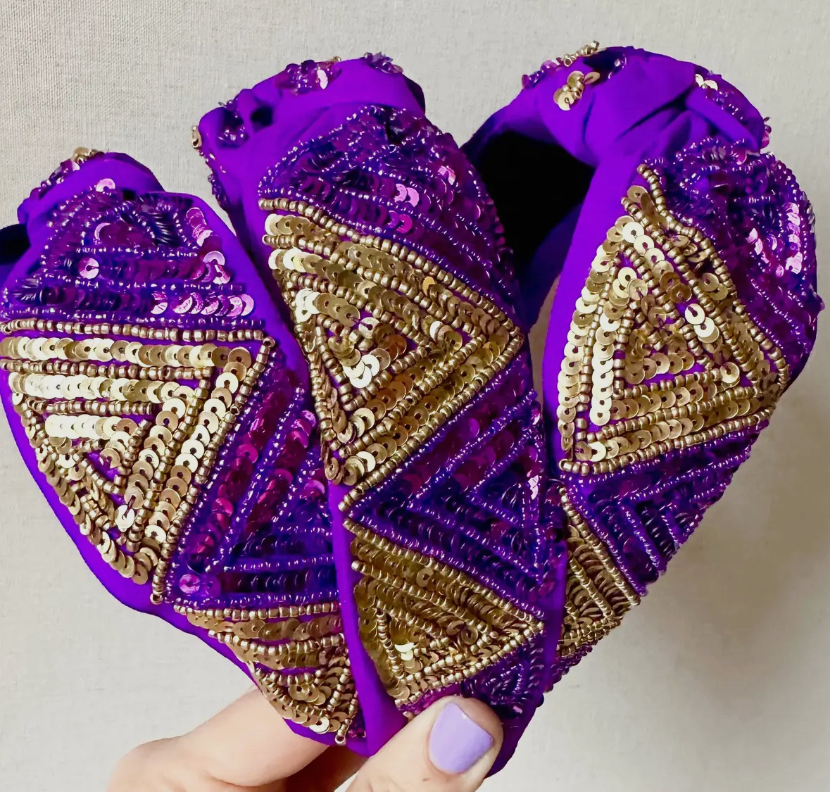 Purple & Gold Sequin Headband