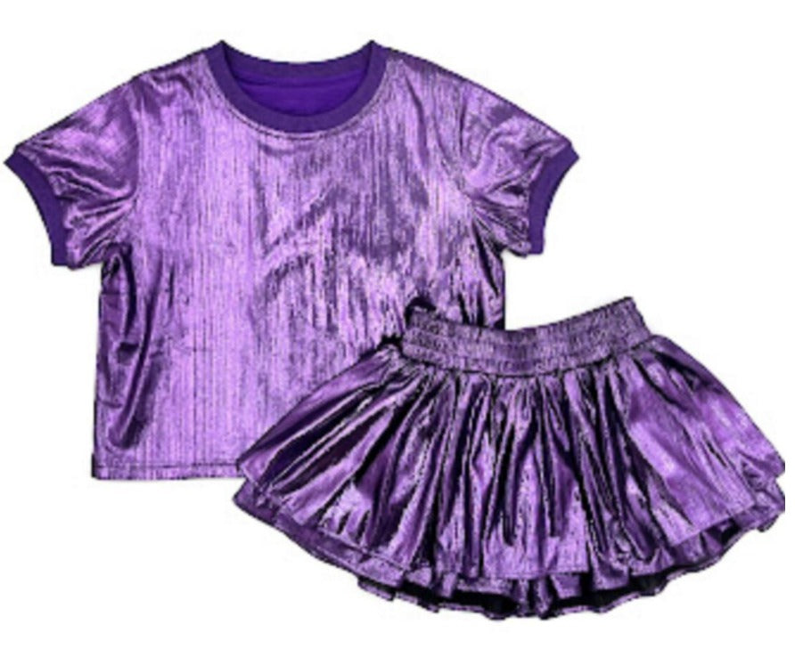 Metallic Shimmery 2 PC Shirt/Skort Set