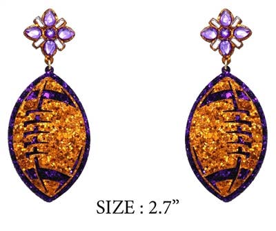 Glitter Football w/ Stones Gameday Earring