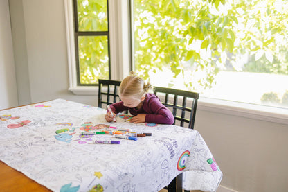 Fairytale Coloring Fabric Tablecloth - Wash and Reuse: 48"x60"